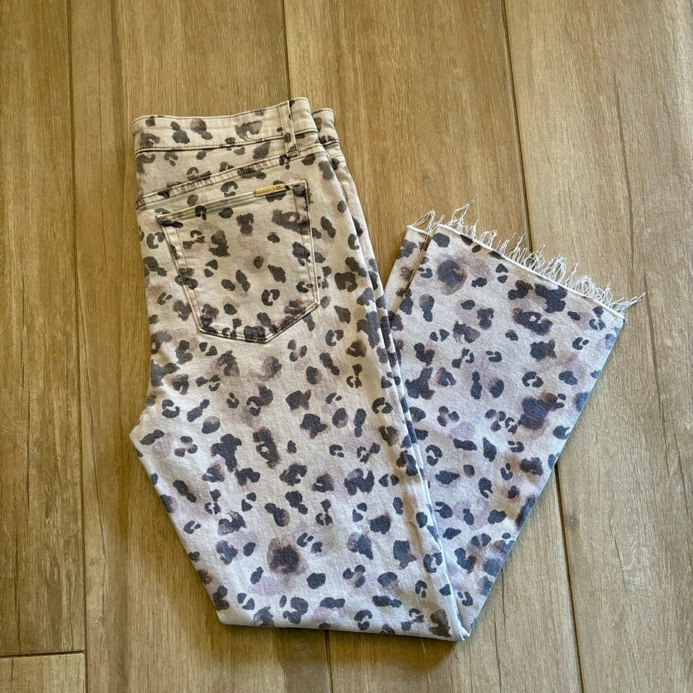 Joe's Jeans The Callie High Rise Cropped Boot Leopard Spots Size 30